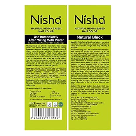 Nisha Natural Henna Based Hair Color (Natural Black) 10GM Pack of 10