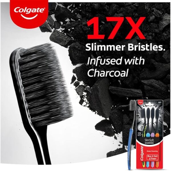 61IXLOr3UML._AC_SX679_ Colgate Slim Soft Charcoal Toothbrush (Buy 2 Get 2 Free) - 4 Pcs
