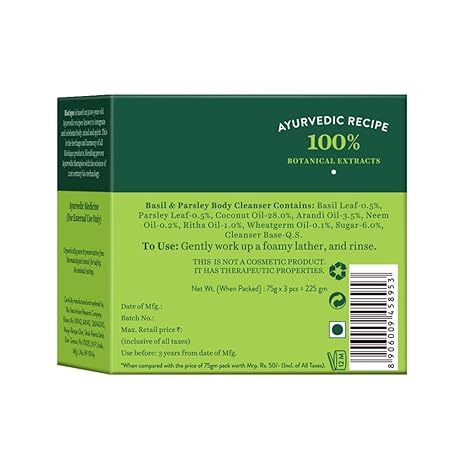 61R07nYY7oL._SX466_ Biotique Bio Basil and Parsley Body Revitalizing Body Soap, Pack of 3, 225 g (3 x 75 g)