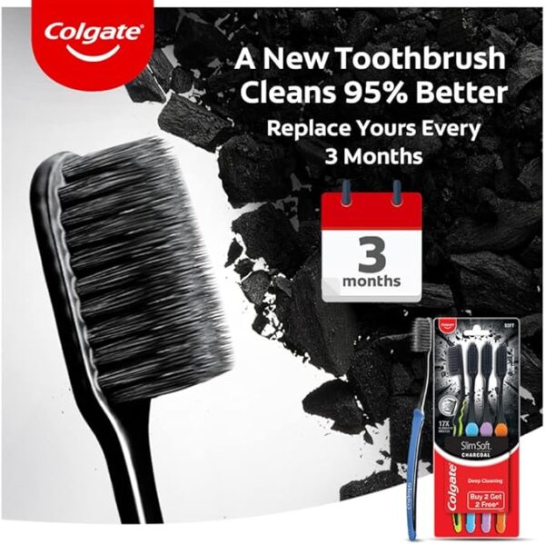 61RDDb91KGL._AC_SX679_ Colgate Slim Soft Charcoal Toothbrush (Buy 2 Get 2 Free) - 4 Pcs