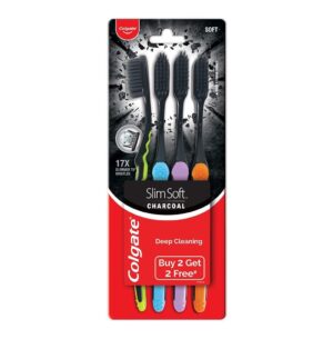 Colgate Slim Soft Charcoal Toothbrush (Buy 2 Get 2 Free) - 4 Pcs