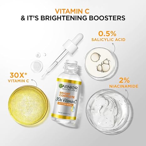 61xhN4fSezL._SX466_ Garnier Bright Complete VITAMIN C Booster Face Serum, 30ml