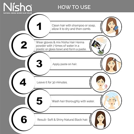 Nisha Natural Henna Based Hair Color (Natural Black) 10GM Pack of 10