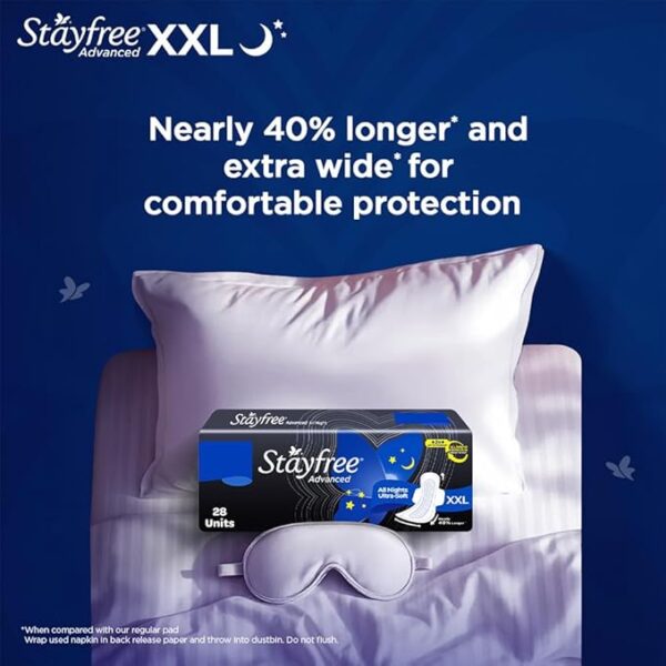 Stayfree Advanced All Night Extra Large Sanitary Pads with Wings (28 Pack)