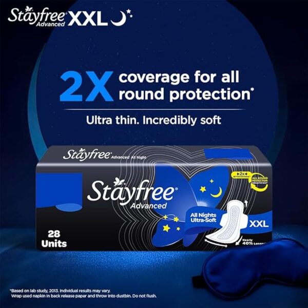 Stayfree Advanced All Night Extra Large Sanitary Pads with Wings (28 Pack)