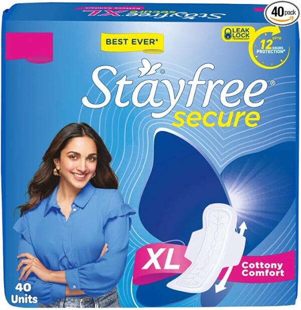 61QWc6NOFvL._AC_SX679_PIbundle-40,TopRight,0,0_SH20_ Stayfree Secure Cottony Soft Cover Sanitary Pads, Extra Large (40 Pads)