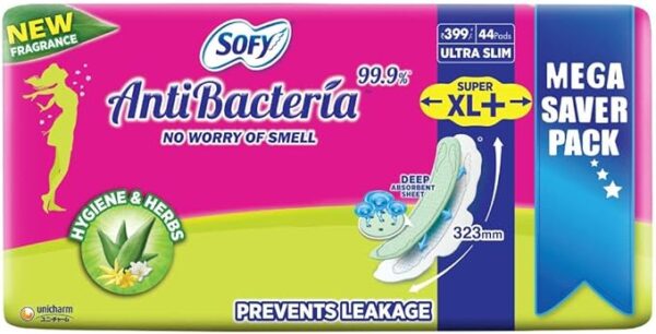 61lZKAULXPL._AC_SX679_ Sofy Anti-Bacterial 99.9% Sanitary Pads, Super XL Plus Size (44 Napkins) - 323mm