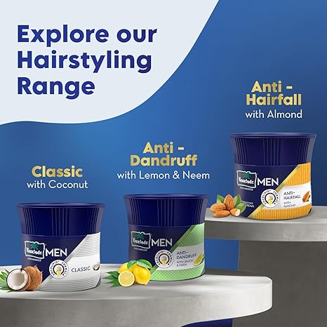 Parachute Advansed Anti-Hairfall Hair Cream for Men - Almond & Coconut (3.3 fl oz / 100ml - Pack of 3)