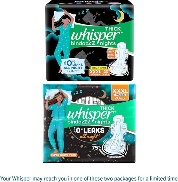 Whisper Ultra Night Sanitary Pads, XXXL Size (20 Napkins)