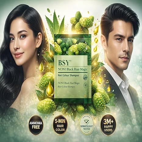 BSY Noni Black Hair Magic Hair Color Shampoo (12ml x 6 Sachets)
