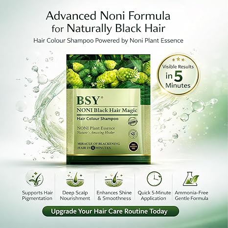 BSY Noni Black Hair Magic Hair Color Shampoo (12ml x 6 Sachets)