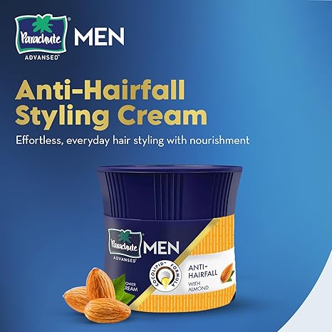 Parachute Advansed Anti-Hairfall Hair Cream for Men - Almond & Coconut (3.3 fl oz / 100ml - Pack of 3)