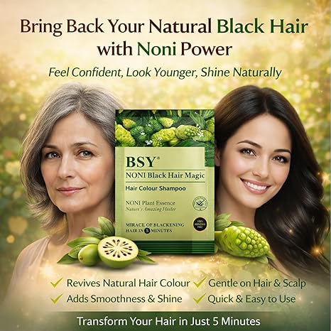 BSY Noni Black Hair Magic Hair Color Shampoo (12ml x 6 Sachets)