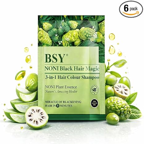 BSY Noni Black Hair Magic Hair Color Shampoo (12ml x 6 Sachets)