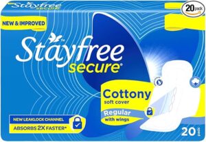 Stayfree Secure Cottony Sanitary Pads with Wings (20 Pack)