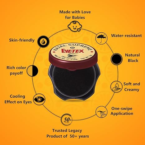 Eyetex Kajal Supreme Paste - Jet Black (Pack of 10)