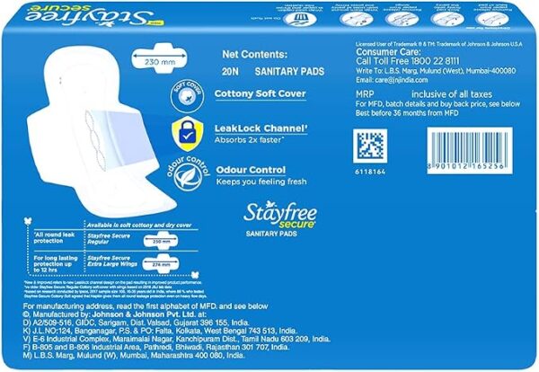 61epI7k9kRL._AC_SX679_ Stayfree Secure Cottony Sanitary Pads with Wings (20 Pack)