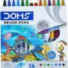 DOMS Non-Toxic Brush Pens in Cardboard Box (14 Assorted Shades - 1 Set)