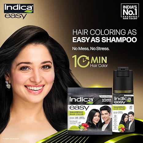 Indica Easy Shampoo Hair Color - Natural Black (180ml)