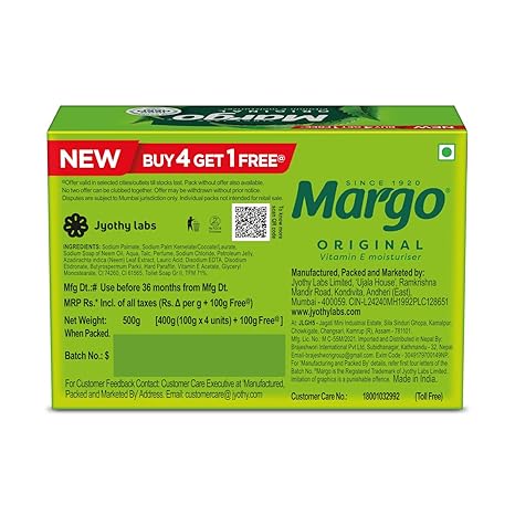 Margo Original Neem Soap (100g) | Buy 4 Get 1 Free (Value Pack)